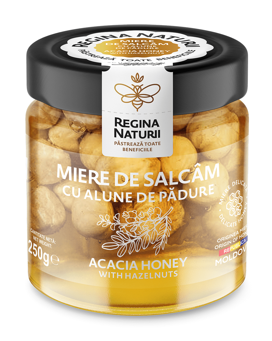 Miere de salcâm cu alune de pădure 250g