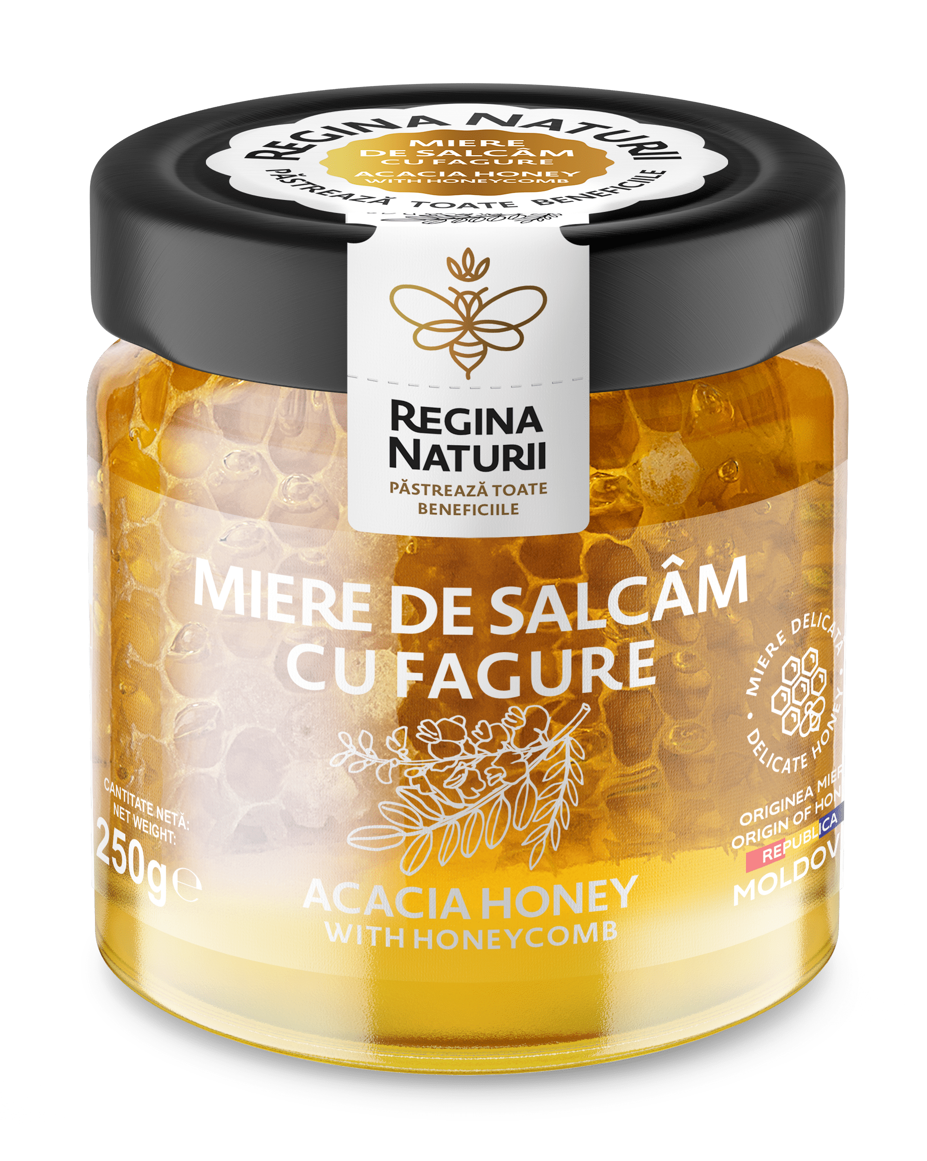 Miere de salcâm cu fagure 250g